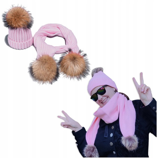 KOMPLET DAMSKI czapka DAMSKA zimowa + SZALIK