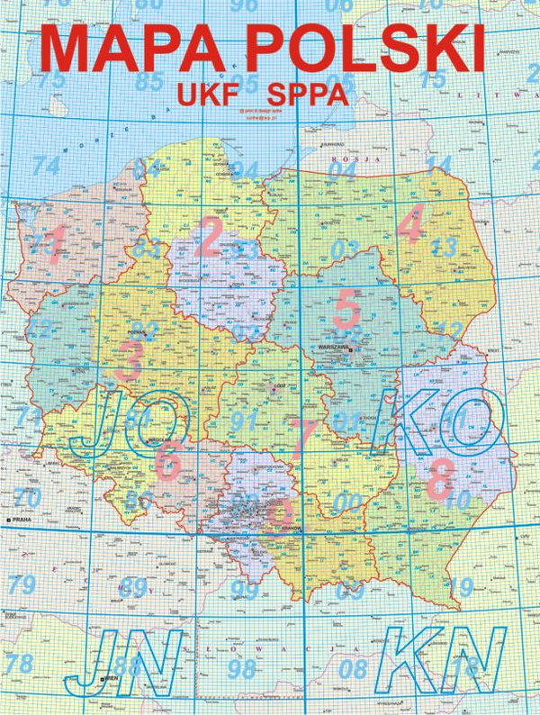Listwowana mapa Polski z okręgami