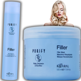 KAARAL Filler Zestaw do Nawilżania Włosów SZAMPON (300ml) + MASKA(500ml) BLOND