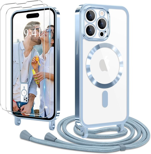 Etui plecki ze smyczką do Apple iPhone 15 Pro + 2 szt folii ochronnej
