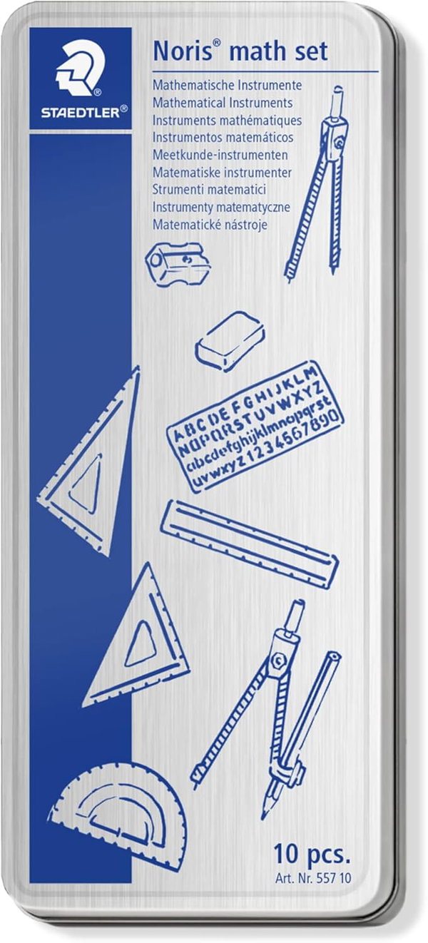 Zestaw geometryczny w etui 10 elementów cyrkiel linijka ekierka Staedtler