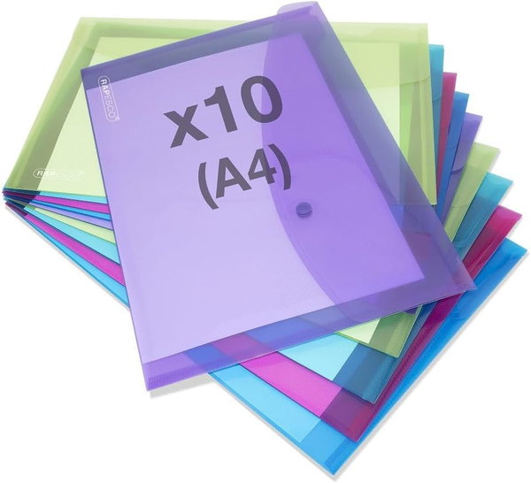 Teczka Rapesco 1665 na dokumenty A4+ przezroczyste kolory 10 sztuk