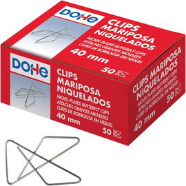 Opakowanie 50 klipsów spinaczy wzór motylkowy 40 mm Dohe