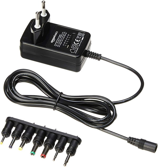 Uniwersalny zasilacz z 7 wtyczkami napięcie stałe 3–12 V Amazon Basics