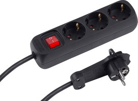 Meister Listwa gniazdowa 3-gniazdowa IP20 2 m czarna