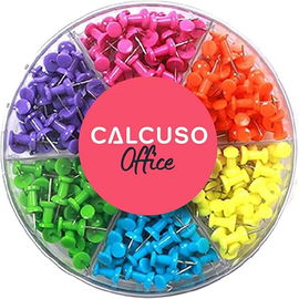 CALCUSO Pinezki 240 szt. kolorowe trwałe beczułki w 6 kolorach