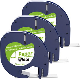 Taśma do etykietowania kompatybilna z DYMO LetraTag 12 mm x 4 m 2 sztuki