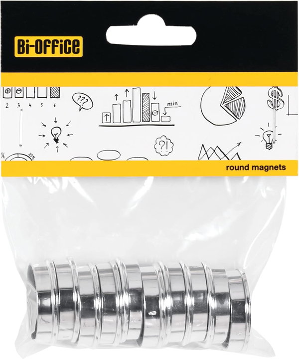 Zestaw Bi-Office 10 magnesów okrągłych 30 mm srebrny