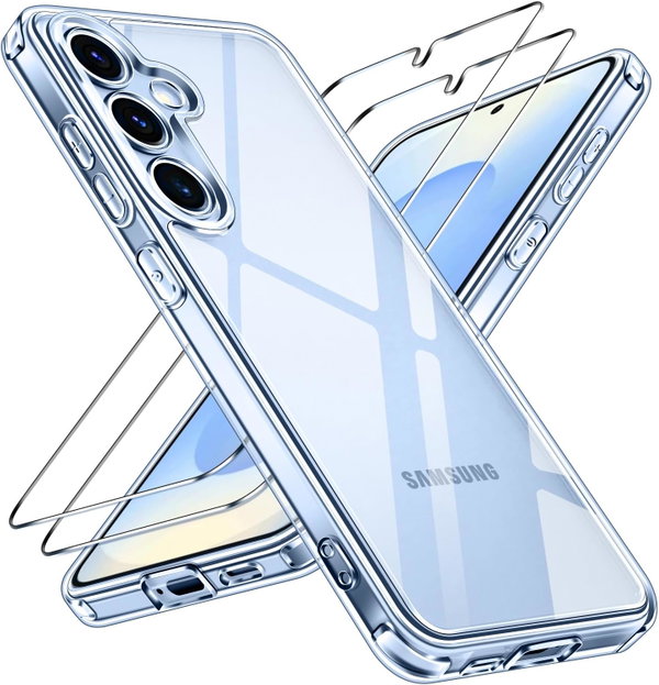 Przezroczyste Etui plecki ivoler do Samsung Galaxy S25 5G + 2 szkła