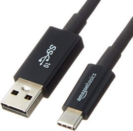 Kabel ładujący Amazon Basics USB-C do USB-A 3.1 Gen 2 czarny 0,9 m