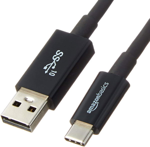 Kabel ładujący Amazon Basics USB-C do USB-A 3.1 Gen 2 czarny 0,9 m
