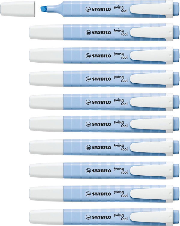 Zakreślacz Anti-Dry-Out STABILO Swing cool pastelowy niebieski 9 sztuk