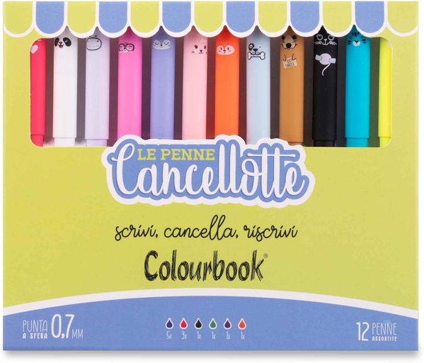 Długopis kulkowy z wkładem wymazywalnym Cancellotte Colourbook 12 sztuk