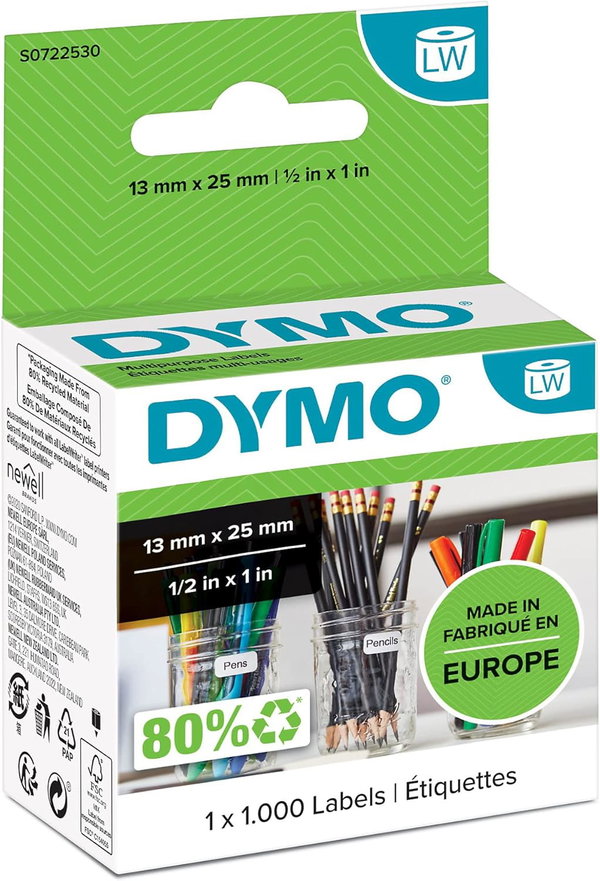 DYMO Oryginalne etykiety uniwersalne LabelWriter małe 13 mm x 25 mm 1000szt