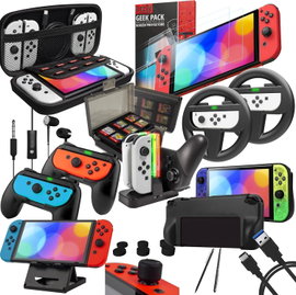 Pakiet akcesoriów do konsoli Nintendo Switch Etui uchwyty kierownice stacja