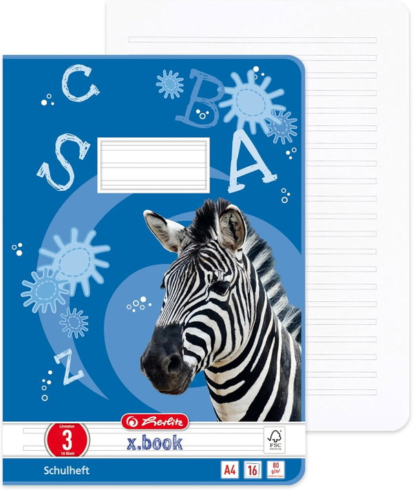 Zeszyt ćwiczeń Herlitz Notes A4 FSC dwie linie 3,5 mm Zebra 9 sztuk