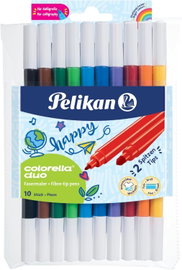 Pelikan Flamastry Colorella Duo 10 Kolorów Zmywalny Atrament na Bazie Wody
