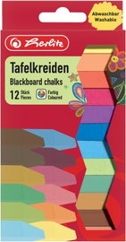 Kreda tablicowa szkolna Herlitz zestaw 12 elementów kolorowa połamane