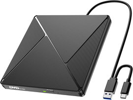 Zewnętrzny optyczny napęd nagrywarka CD/DVD, USB 3.0 i USB-C czarna
