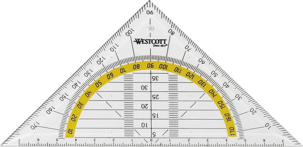 Ekierka Westcott Trójkąt geometryczny Plastik 14 cm przezroczysty