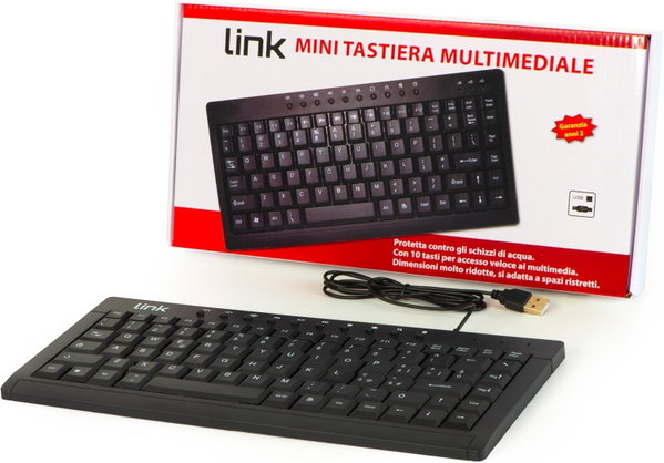 Mini Klawiatura membranowa Link lktast04 USB czarna Układ QWERTY włoski