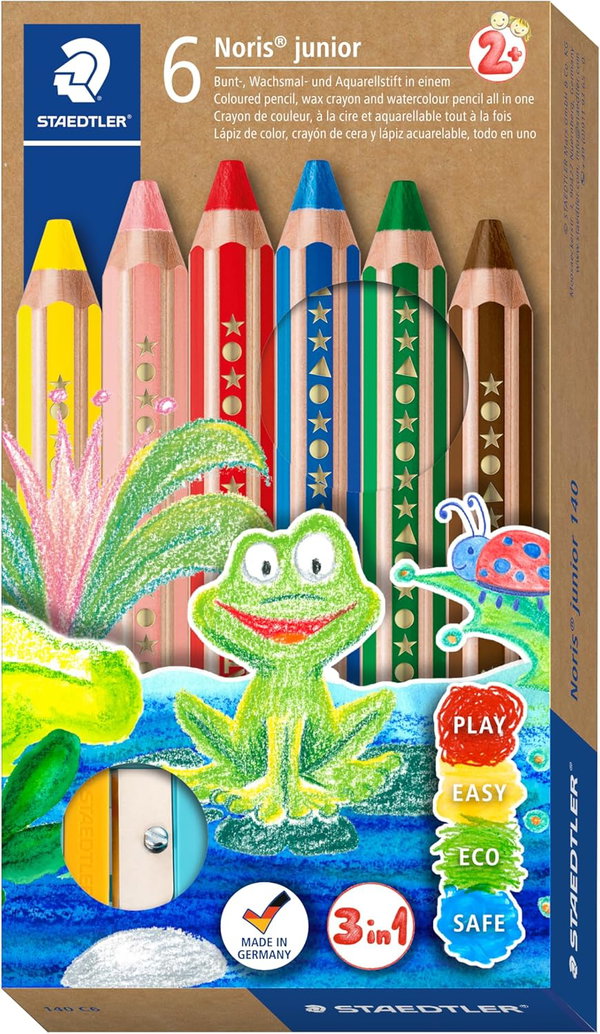 STAEDTLER 140 C6 Noris Junior 3 w 1 kredki dla dzieci 2+ lat 6 sztuk