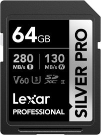 Karta pamięci SD Lexar Silver Pro 64 GB UHS-II SD V60 U3 C10 do 280 MB/s