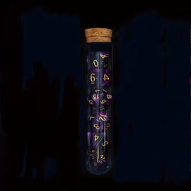Zestaw Kości RPG w Fiolce Magic do gier D&D Warhammer fioletowo-czarne