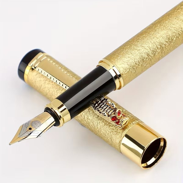 Eleganckie Pióro wieczne Złote Premium zdobione Złote Detale Smok Prezent