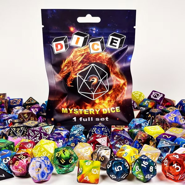 Mystery Dice Zestaw Kości RPG 7szt Saszetka Niespodzianka Kostki D&D Losowe