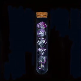 Zestaw Kości RPG w Fiolce Magic do gier D&D Warhammer Zew Cthulhu fioletowe