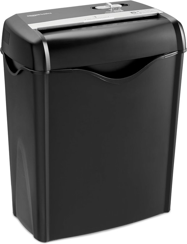 Niszczarka Dokumentów Amazon Basics P-3 Ścinki 6 Kartek Karty Kosz 14.5L