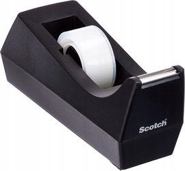 Dyspenser podajnik do taśmy Scotch C38 dociążany biurowy czarny + taśma