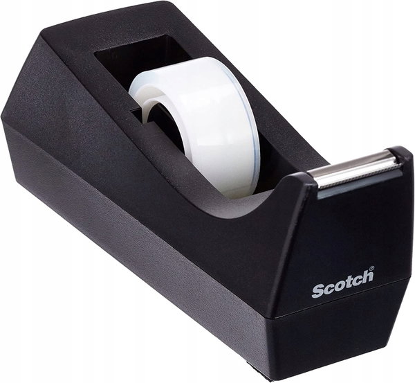 Dyspenser podajnik do taśmy Scotch C38 dociążany biurowy czarny + taśma