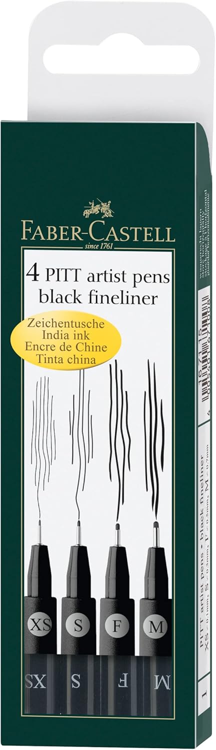 Cienkopisy Faber-Castell Pitt Artist Pen Zestaw 4 sztuki XS S F M Czarne