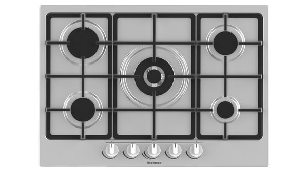 Płyta gazowa Hisense GM772XF 71cm 5 palników WOK Inox Stal nierdzewna