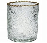 Świecznik szklany Westwing Betlinde 12 cm złoty glamour loft dekoracja
