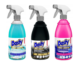 Dasty Zestaw chemii domowej - płyn do szyb, czyszczenie łazienki, skóra i drewno