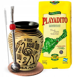 Zestaw Yerba Mate Playadito Elaborada Tradicional + Matero Aztek Bombilla
