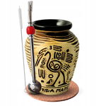 Zestaw Matero Aztek do Yerba Mate + Bombilla z Kamieniem Podkładka