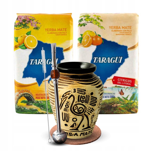 Zestaw Yerba Mate Taragui Naranja Citricos Litorial 2x500g + Akcesoria