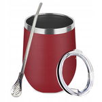 Zestaw do Yerba Mate Matero TermoLid - Czerwone 350ml z pokrywką + Bombilla