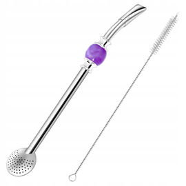 Yerba Mate Bombilla z Fioletowym Kamieniem + Czyścik