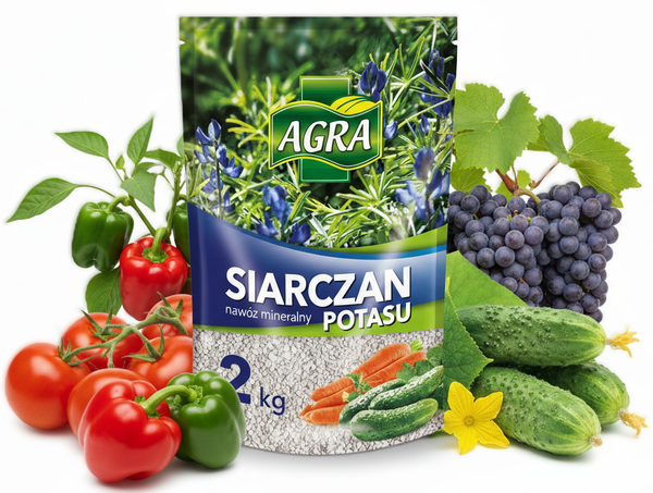 AGRA NAWÓZ SIARCZAN POTASOWY DO POMIDORÓW OGÓRKÓW PAPRYK RÓŻ HORTENSJI WINOROŚLI