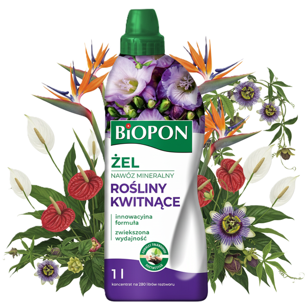 BIOPON NAWÓZ ŻEL DO FIOŁKÓW BRATKÓW SKRZYDŁOKWIATÓW ANTURIUM STRELICJI BROMELII