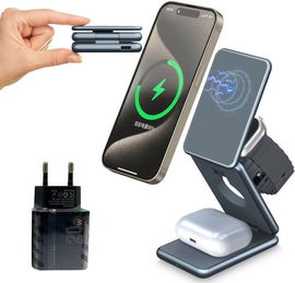 Przenośna Mini Składana bezprzewodowa ładowarka magnetyczna 3w1