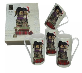 Komplet 4 kubków porcelanowych kot z prezentami Bug Art 300 ml
