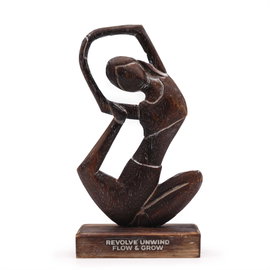 Figurka Drewniana Joginka Brązowa "Revolve Unwind - Flow & Grow"