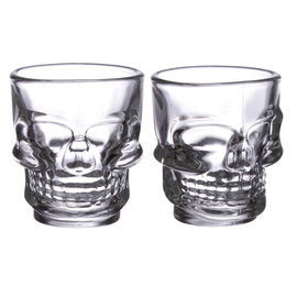 Zestaw 2 szklanych kieliszków do wódki 60ml Czaszka