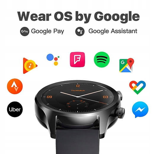 Smartwatch Ticwatch C2+ CZARNY Nfc Wifi GPS Amodel monitor pracy serca ip68